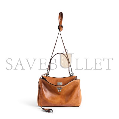 BALENCIAGA WOMEN'S RODEO HANDBAG SMALL IN TAN COWBOY 7897792ABP72753 (27*20*10cm)